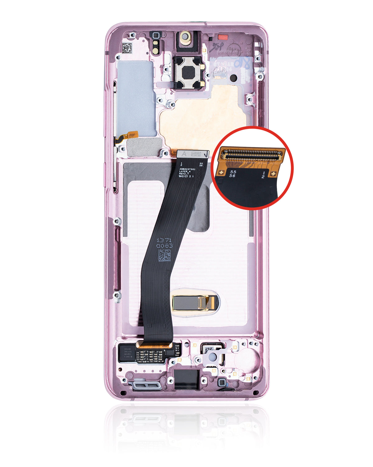 OLED Assembly With Frame Compatible For Samsung Galaxy S20 5G Replacement (Verizon 5G UW Frame Only) (Refurbished) (Cloud Pink)
