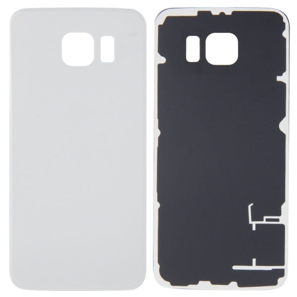 Back Cover Glass Compatible For Samsung Galaxy S6 Replacement (No Logo) (Vemake) (White)