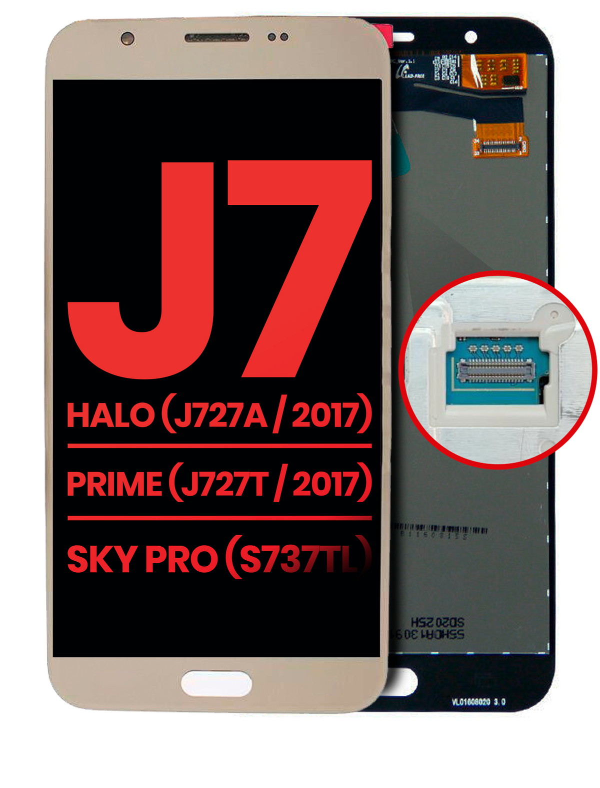LCD Assembly Without Frame Compatible Only For Samsung Galaxy J7 Halo (J727A / 2017) / J7 Prime (J727T / 2017) / J7 Sky Pro (S737TL) (Aftermarket Plus) (Gold)