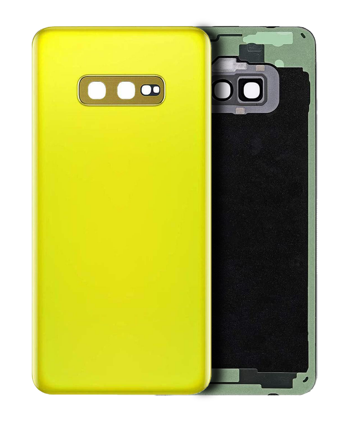 Back cover Glass With Camera Lens Compatible For Samsung Galaxy S10E Replacement (No Logo) (Vemake) (Canary Yellow)