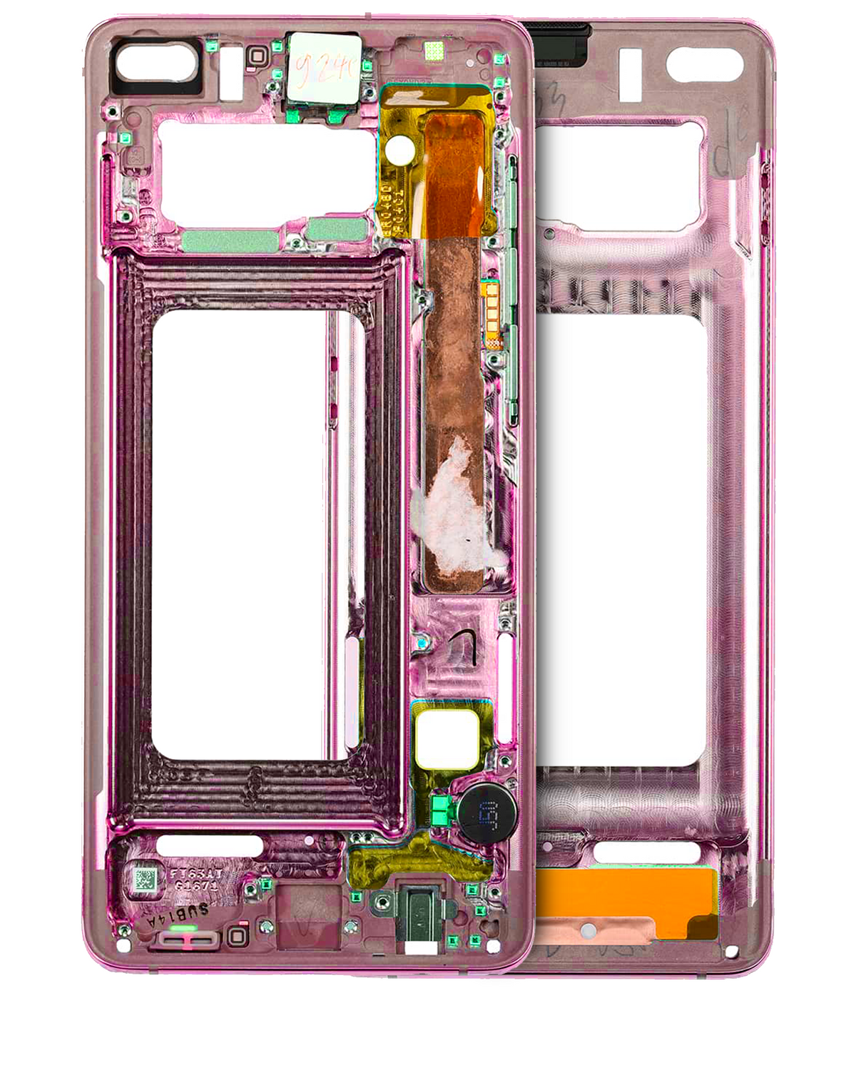 Mid-Frame Housing Compatible For Samsung Galaxy S10 Replacement (With Small Parts) (Flamingo Pink)