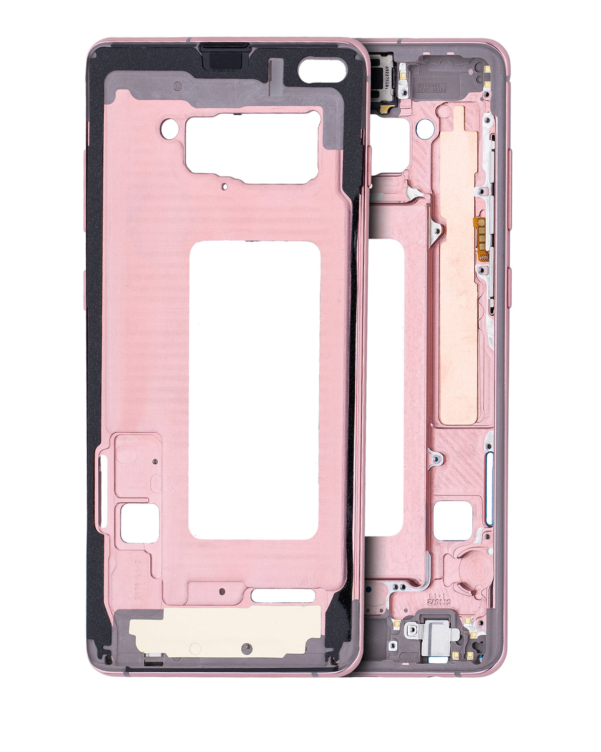 Mid-Frame Housing Compatible For Samsung Galaxy S10 Plus Replacement (With Small Parts) (Flamingo Pink)
