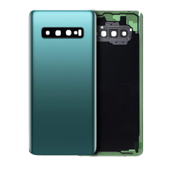 Replacement Back cover Glass With Camera Lens Compatible For Samsung Galaxy S10 Plus (No Logo) (Vemake) (Prism Green)