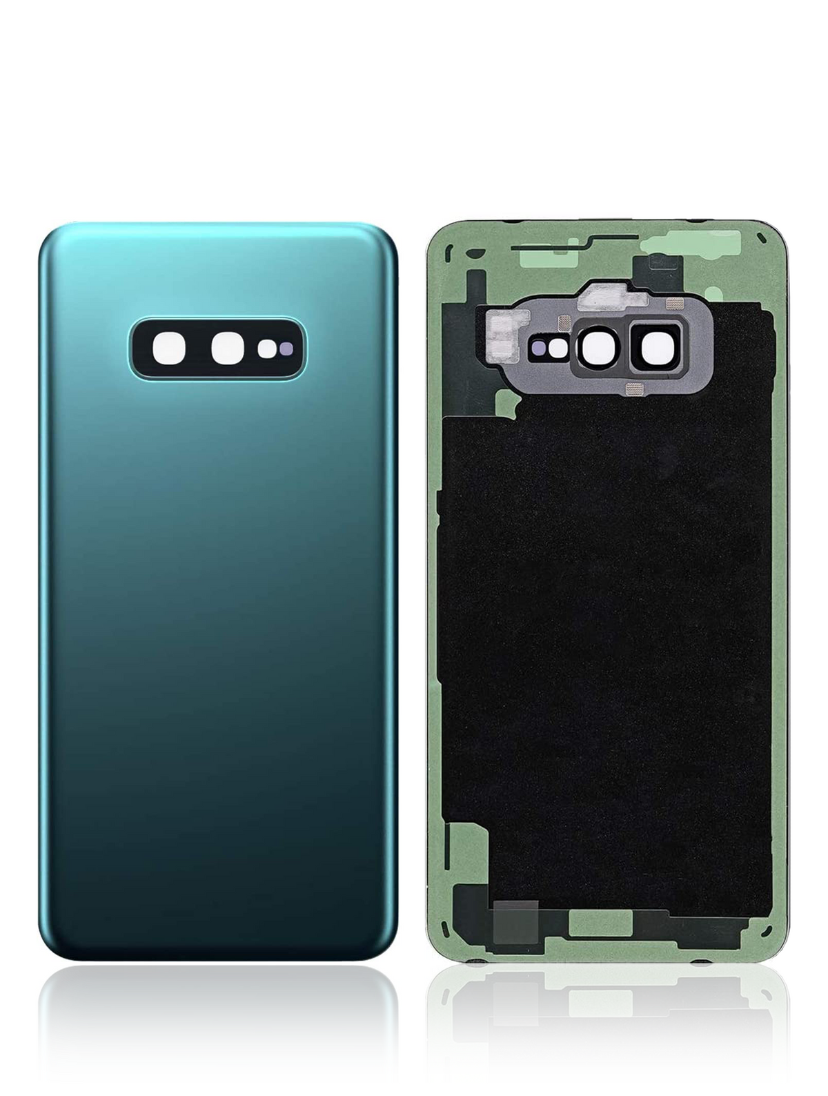 Back cover Glass With Camera Lens Compatible For Samsung Galaxy S10E Replacement (No Logo) (Vemake) (Prism Green)