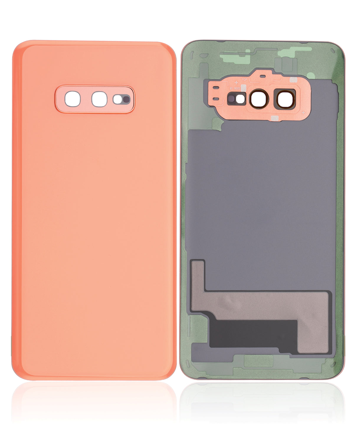 Back cover Glass With Camera Lens Compatible For Samsung Galaxy S10E Replacement (No Logo) (Vemake) (Flamingo Pink)