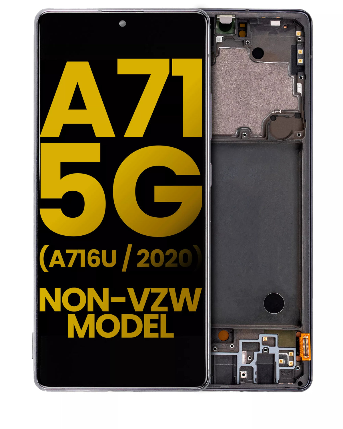 Replacement OLED Assembly With Frame Compatible For Samsung Galaxy A71 5G (A716U / 2020) (Service Pack) (Prism Cube Black)