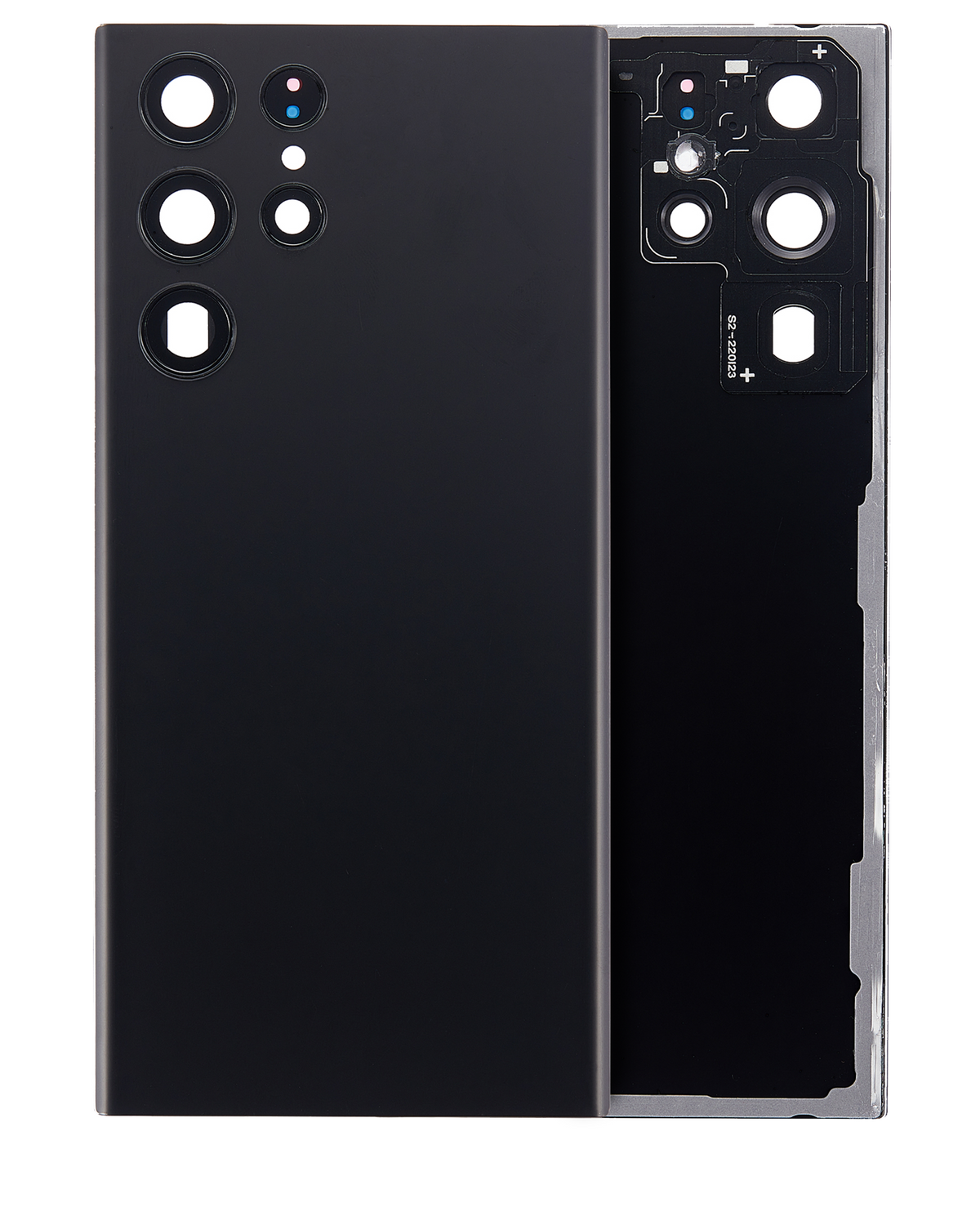 Back Cover Glass With Camera Lens Compatible For Samsung Galaxy S22 Ultra 5G Replacement (No Logo) (Vemake) (Phantom Black)