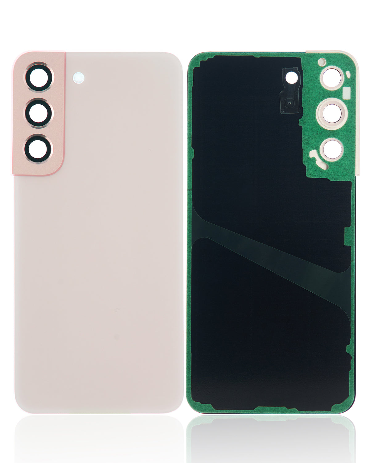 Back Cover Glass With Camera Lens Compatible For Samsung Galaxy S22 5G Replacement (No Logo) (Vemake) (Pink Gold)