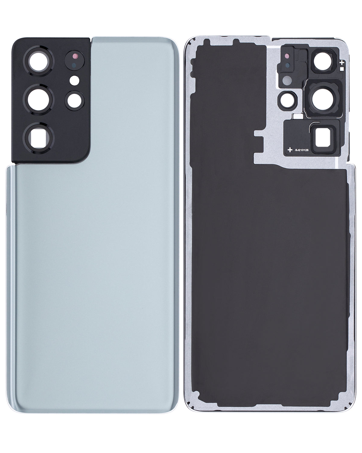 Back Cover Glass With Camera Lens Compatible For Samsung Galaxy S21 Ultra Replacement (No Logo) (Vemake) (Phantom Titanium)