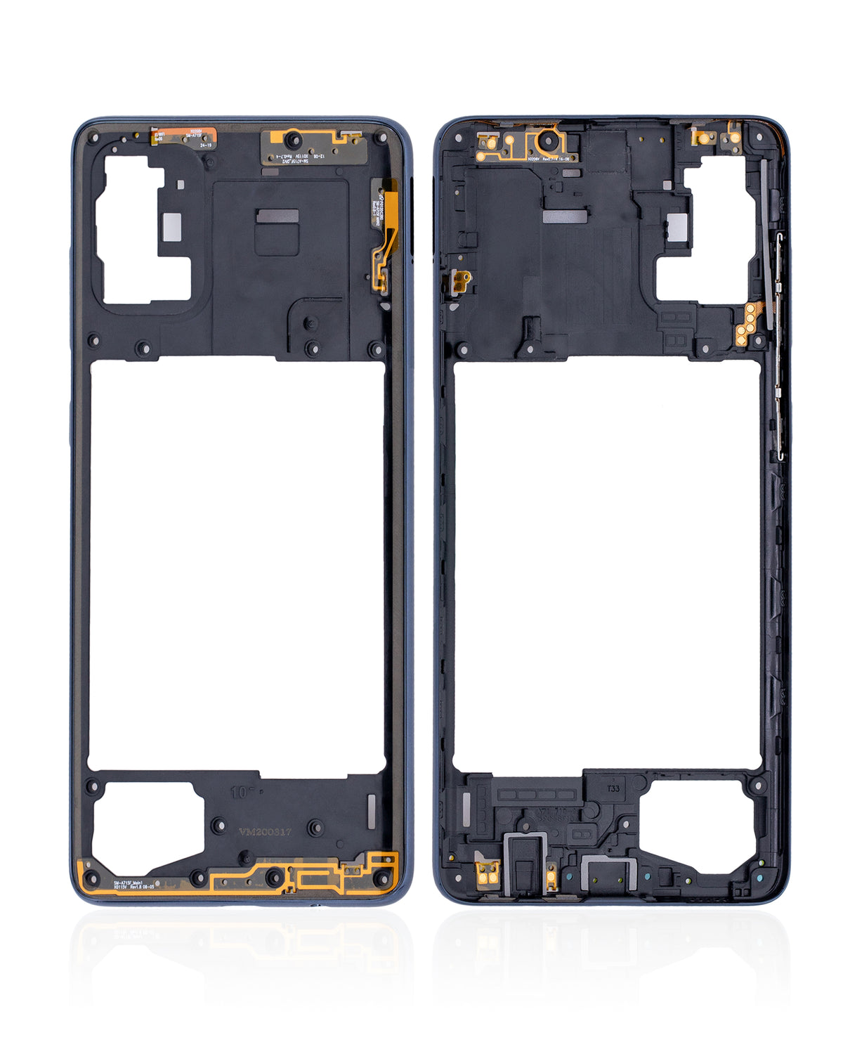 Replacement Mid-Frame Housing Compatible For Samsung Galaxy A71 (A715 / 2020) ( Vemake) (Prism Crush Black)
