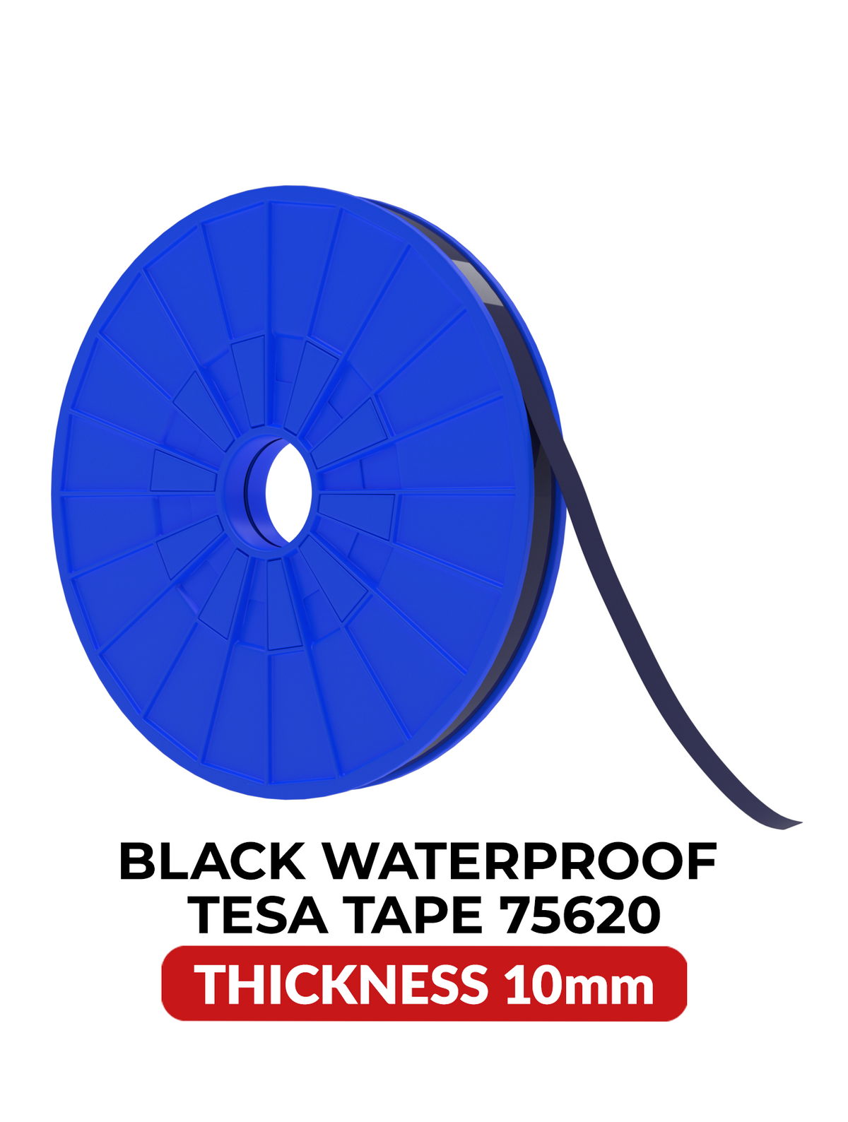 Double-Sided Acrylic Waterproof Black Tape (10MM x 25M) (Tesa Model # 75620)