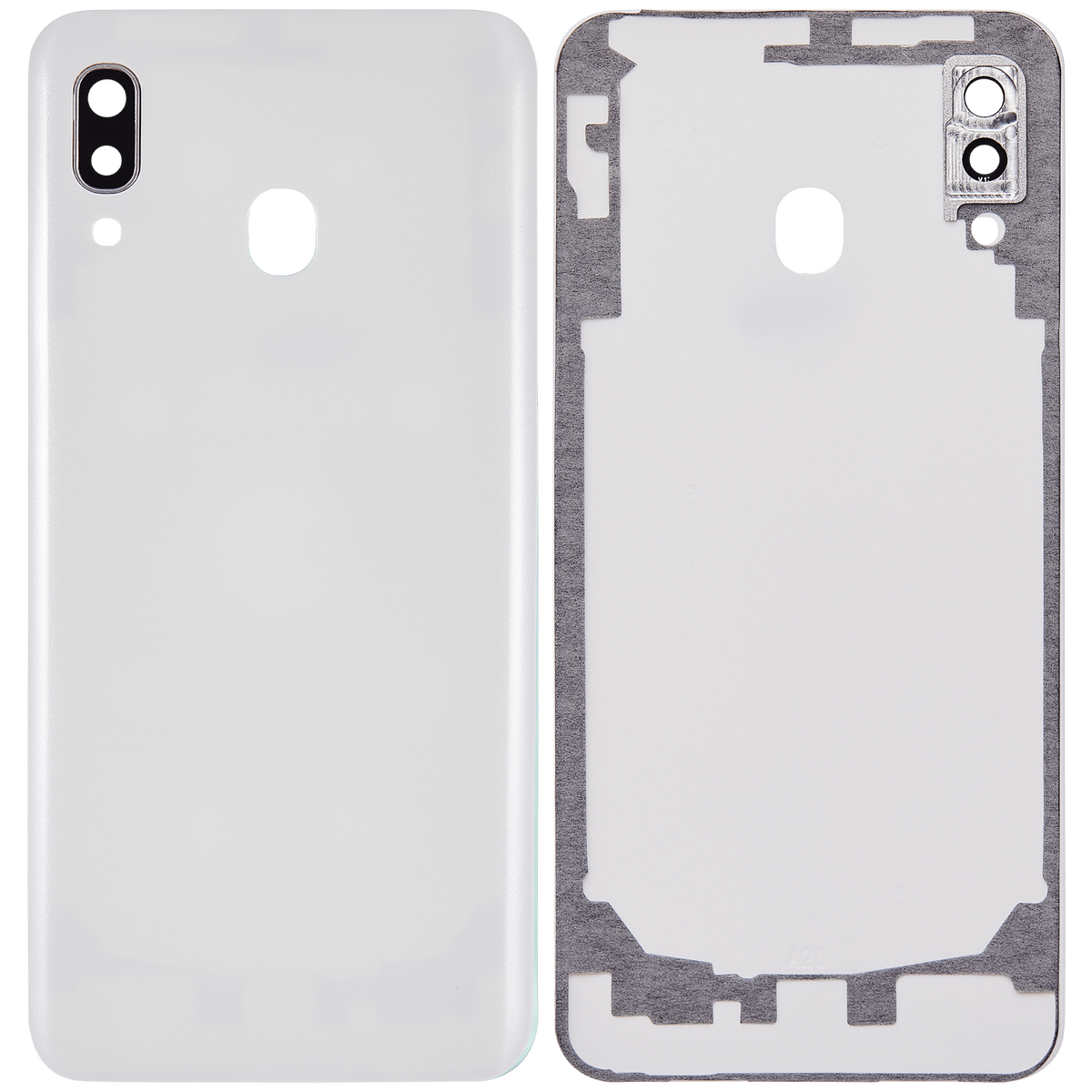 Back cover Glass With Camera Lens Compatible For Samsung Galaxy A20 (A205 / 2019) (Vemake) (White)