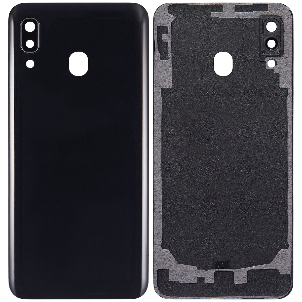 Back cover Glass With Camera Lens Compatible For Samsung Galaxy A20 (A205 / 2019) (Vemake) (Black)