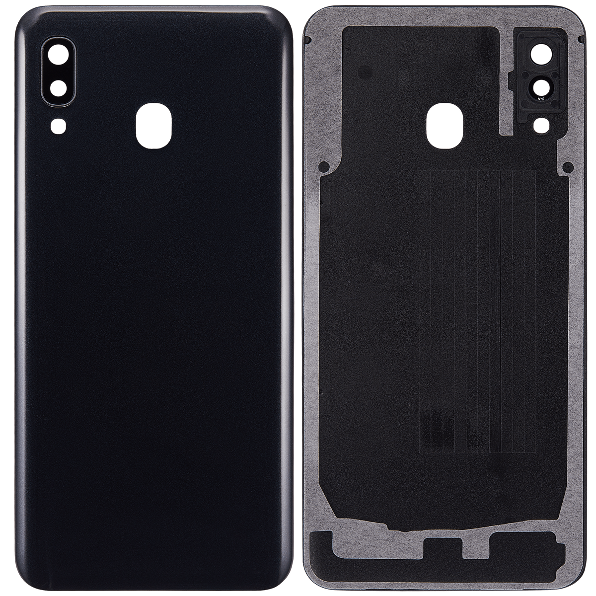Back cover Glass With Camera Lens Compatible For Samsung Galaxy A30 (A305 / 2019) (Vemake) (Black)