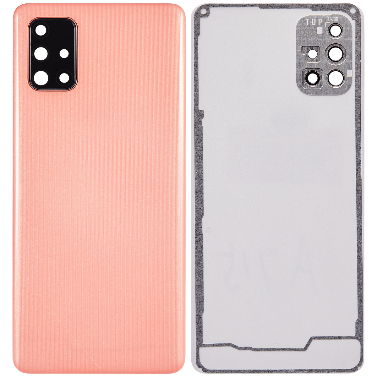 Replacement Back cover Glass With Camera Lens Compatible For Samsung Galaxy A71 4G (A715 / 2020) (Vemake) ( Prism Crush Pink)