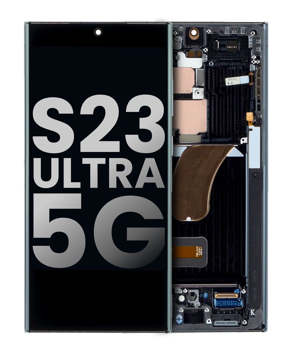 OLED Assembly With Frame Compatible For Samsung Galaxy S23 Ultra 5G Replacement (US & International) (Used OEM Pull: Grade B/C) (Phantom Black)