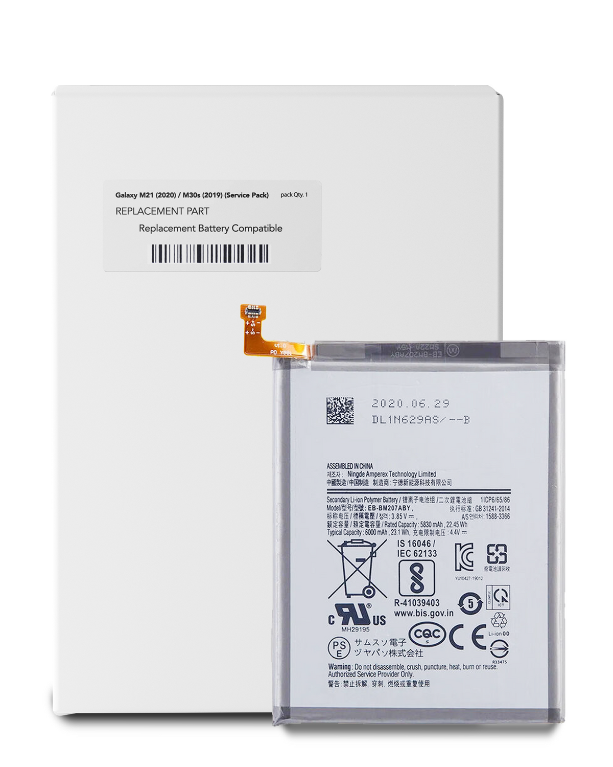 Replacement Battery Compatible For Samsung Galaxy M21 (M215F / 2020) M30s (M307 / 2019) (EB-BM207ABY) (Service Pack)