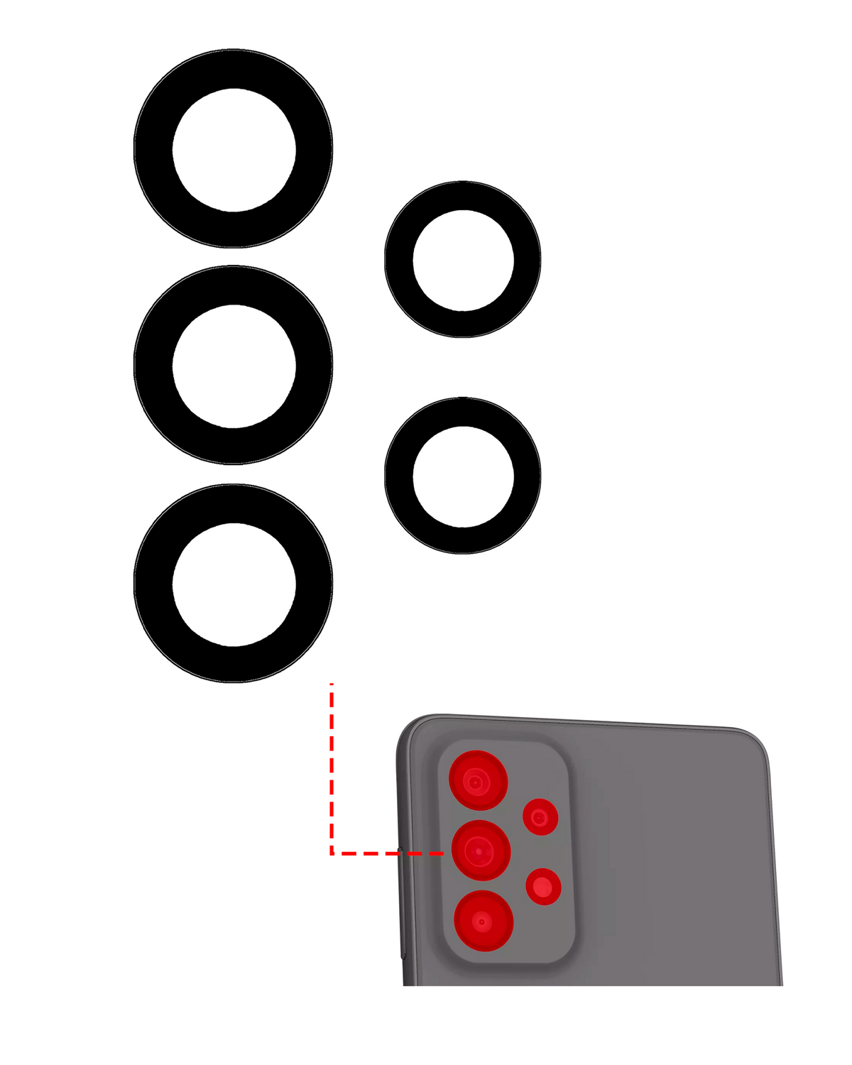 Back Camera Lens Replacement (Glass Only) With Adhesive Compatible For Samsung Galaxy A73 (A735 / 2022)