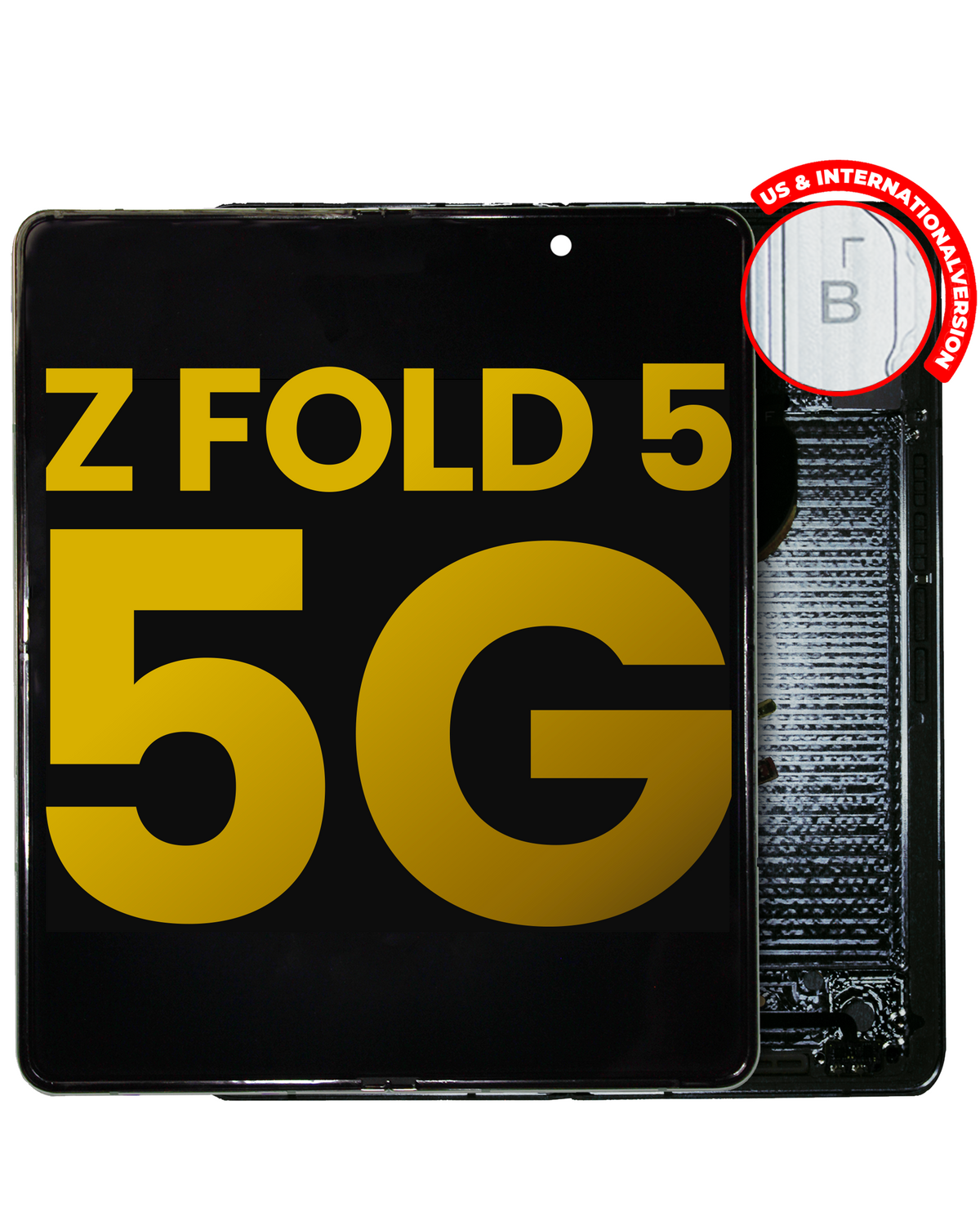 Inner OLED Assembly With Frame Replacement Compatible For Samsung Galaxy Z Fold 5 5G (US & International) (Refurbished) (Phantom Black)