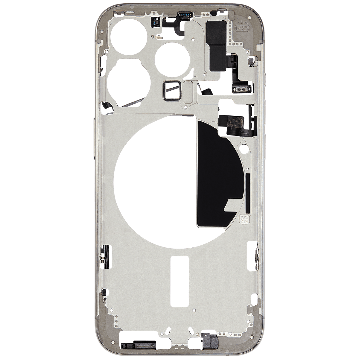 Mid-Frame Housing With Power And Volume Button Compatible For iPhone 15 Pro (International Version) (Used OEM Pull: Grade A) (Natural Titanium)