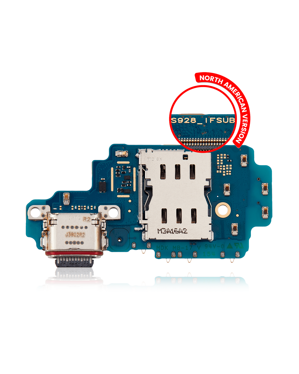 Charging Port Board With Sim Card Reader Compatible For Samsung Galaxy S24 Ultra 5G Replacement (S928U) (North American Version)