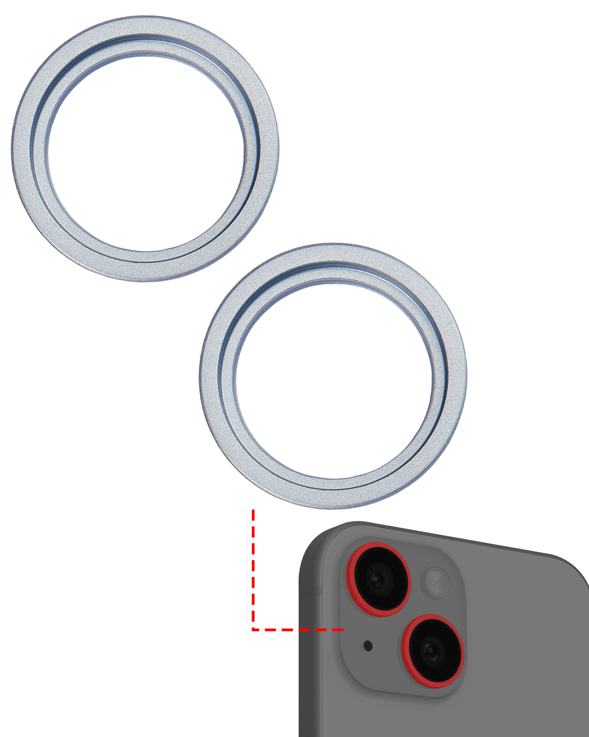 Back Camera Bezel Ring Only Compatible For iPhone 15 / 15 Plus (Blue) (2 Piece Set)