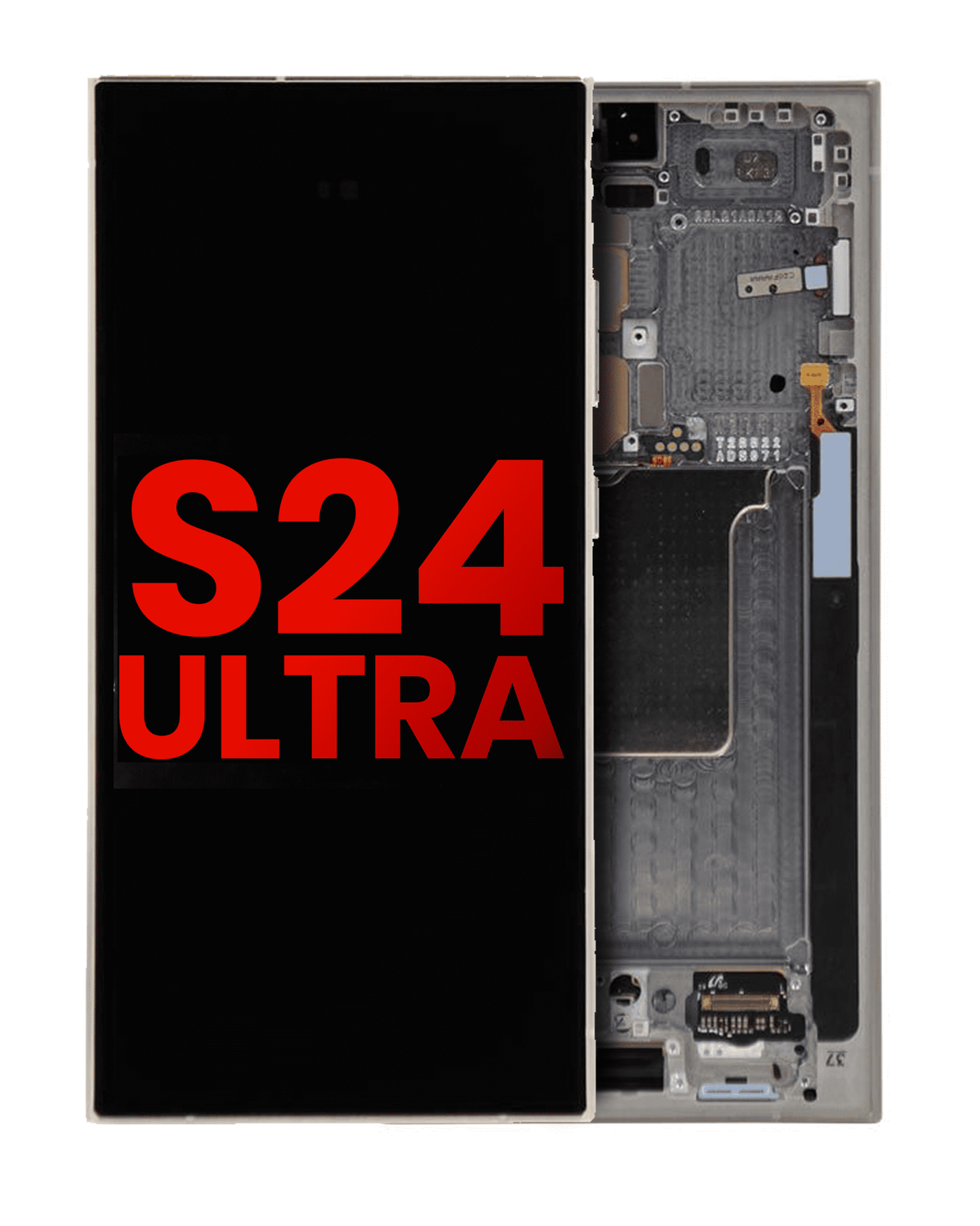 OLED Assembly With Frame Compatible For Samsung Galaxy S24 Ultra Replacement By MacFactory (Vemake) (Titanium Gray)