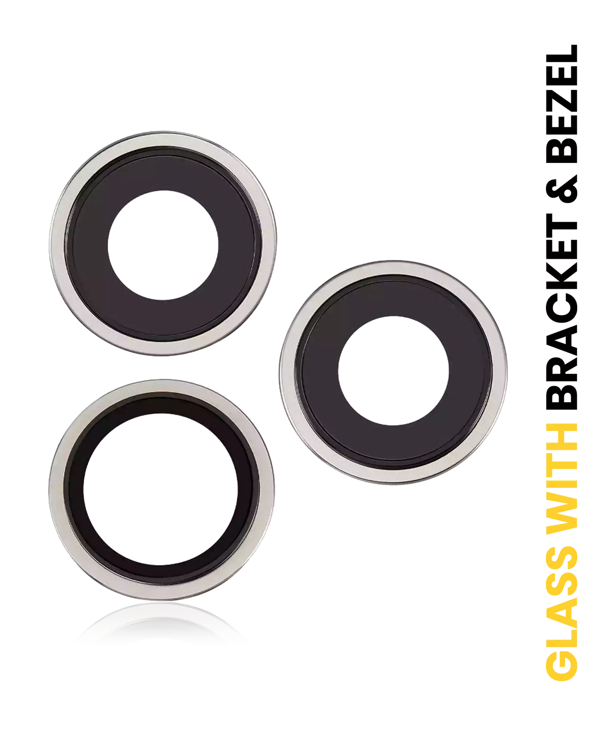 Back Camera Lens With Bracket & Bezel Compatible For iPhone 16 Pro / 16 Pro Max (White Titanium) (3 Piece Set) (Premium)