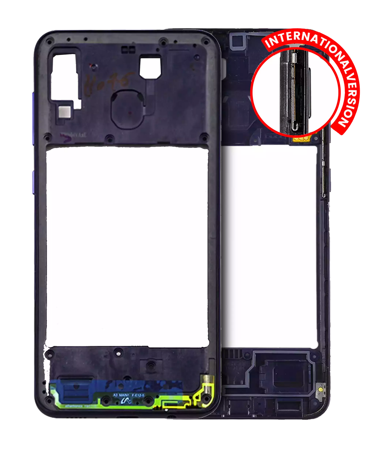 Mid-Frame Housing Compatible For Samsung Galaxy A20 (A205 / 2019) (International Version) (Vemake) (Deep Blue)