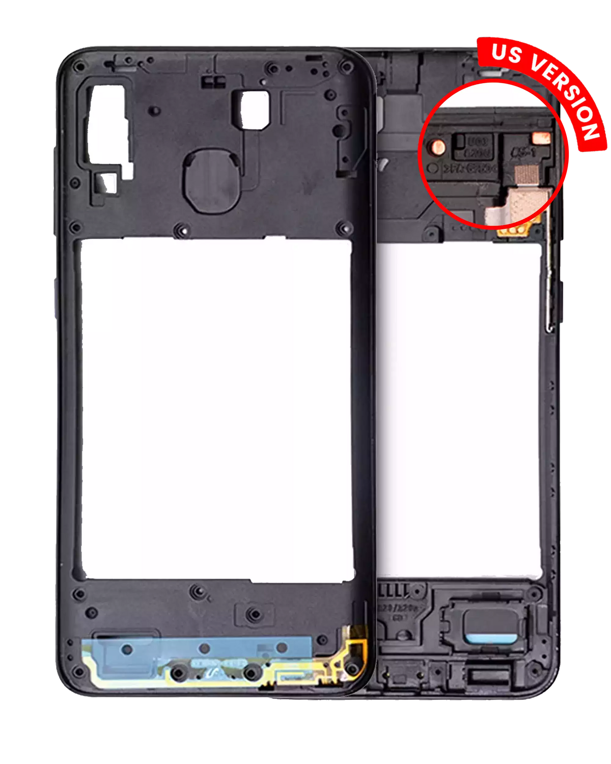 Mid-Frame Housing Compatible For Samsung Galaxy A20 (A205 / 2019) (US Version) (Black)