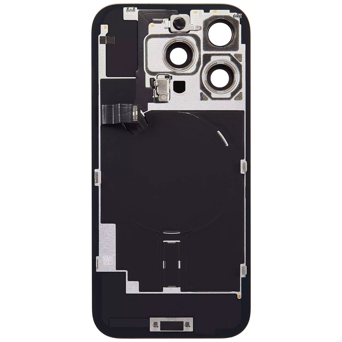 Back Glass With Steel Plate With Wireless NFC Charging MagSafe Magnet & Flashlight Flex Compatible For iPhone 16 Pro (Used OEM Pull: Grade A) (Desert Titanium)
