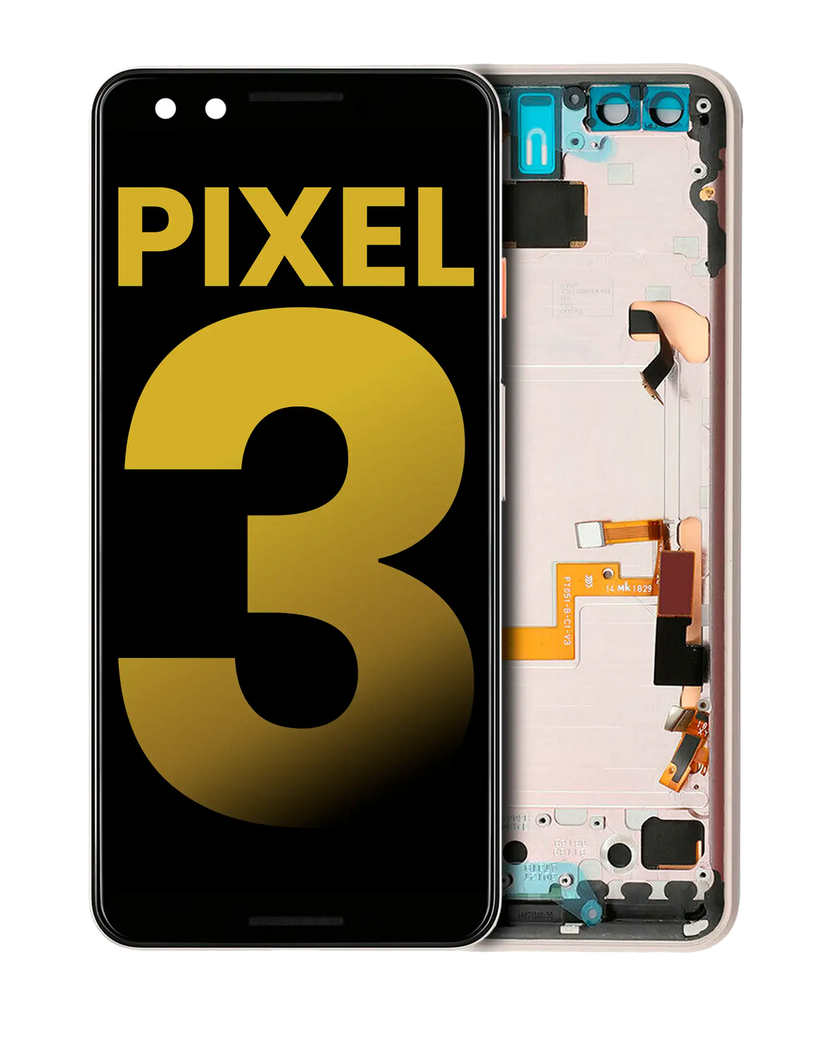 OLED Assembly With Frame Compatible For Google Pixel 3 Replacement (Refurbished) (Pink)