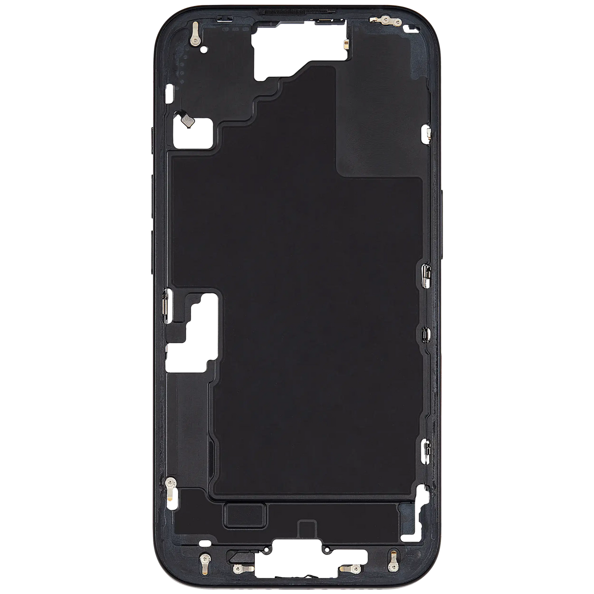Mid-Frame Housing With Power And Volume Button Compatible For iPhone 16 (US Version) (Used OEM Pull: Grade A) (Black)