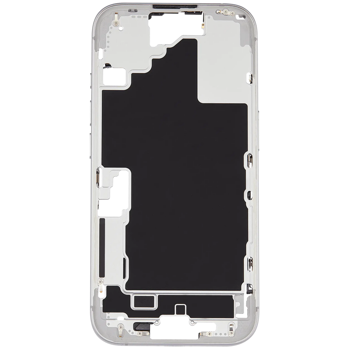 Mid-Frame Housing With Power And Volume Button Compatible For iPhone 16 (US Version) (Used OEM Pull: Grade A) (White)