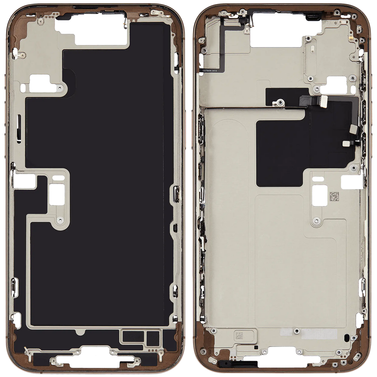 Mid-Frame Housing With Power And Volume Button Compatible For iPhone 16 Pro max (US Version) (Used OEM Pull: Grade A) (Desert Titanium)