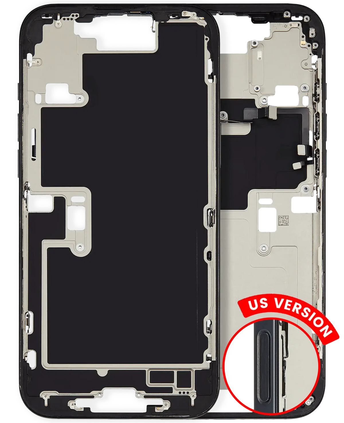 Mid-Frame Housing With Power And Volume Button Compatible For iPhone 16 Pro max (US Version) (Used OEM Pull: Grade A) (Black Titanium)