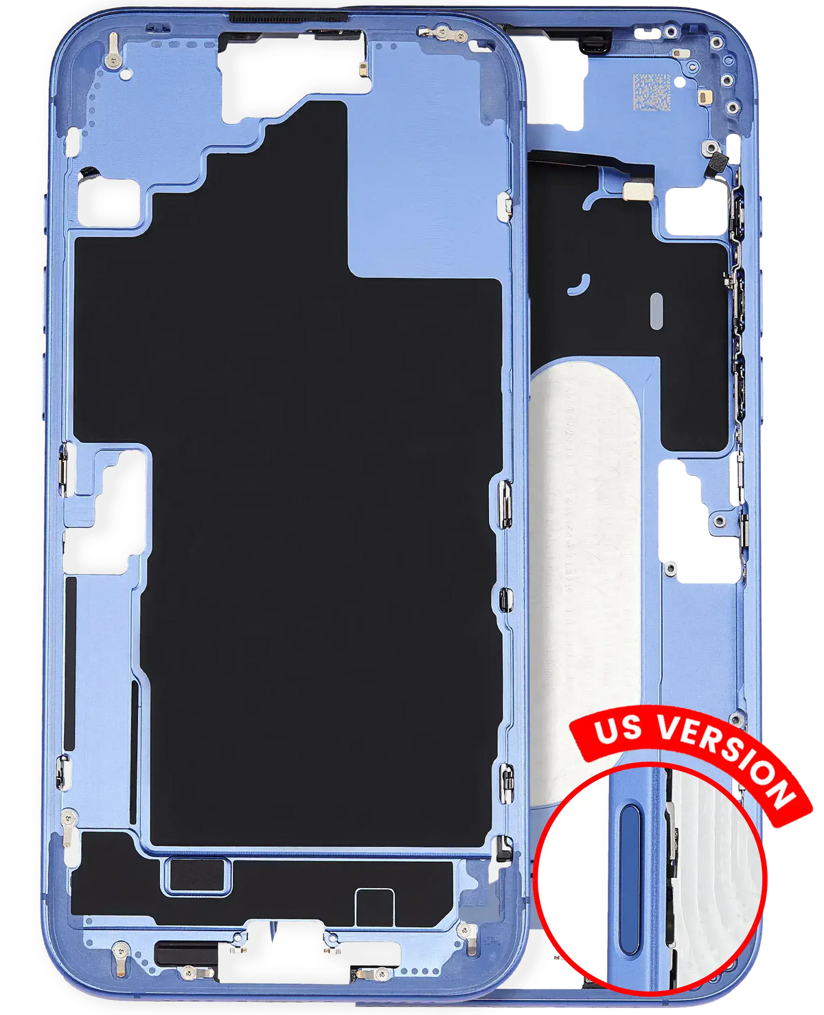 Mid-Frame Housing With Power And Volume Button Compatible For iPhone 16 Plus (US Version) (Used OEM Pull: Grade A) (Ultramarine)