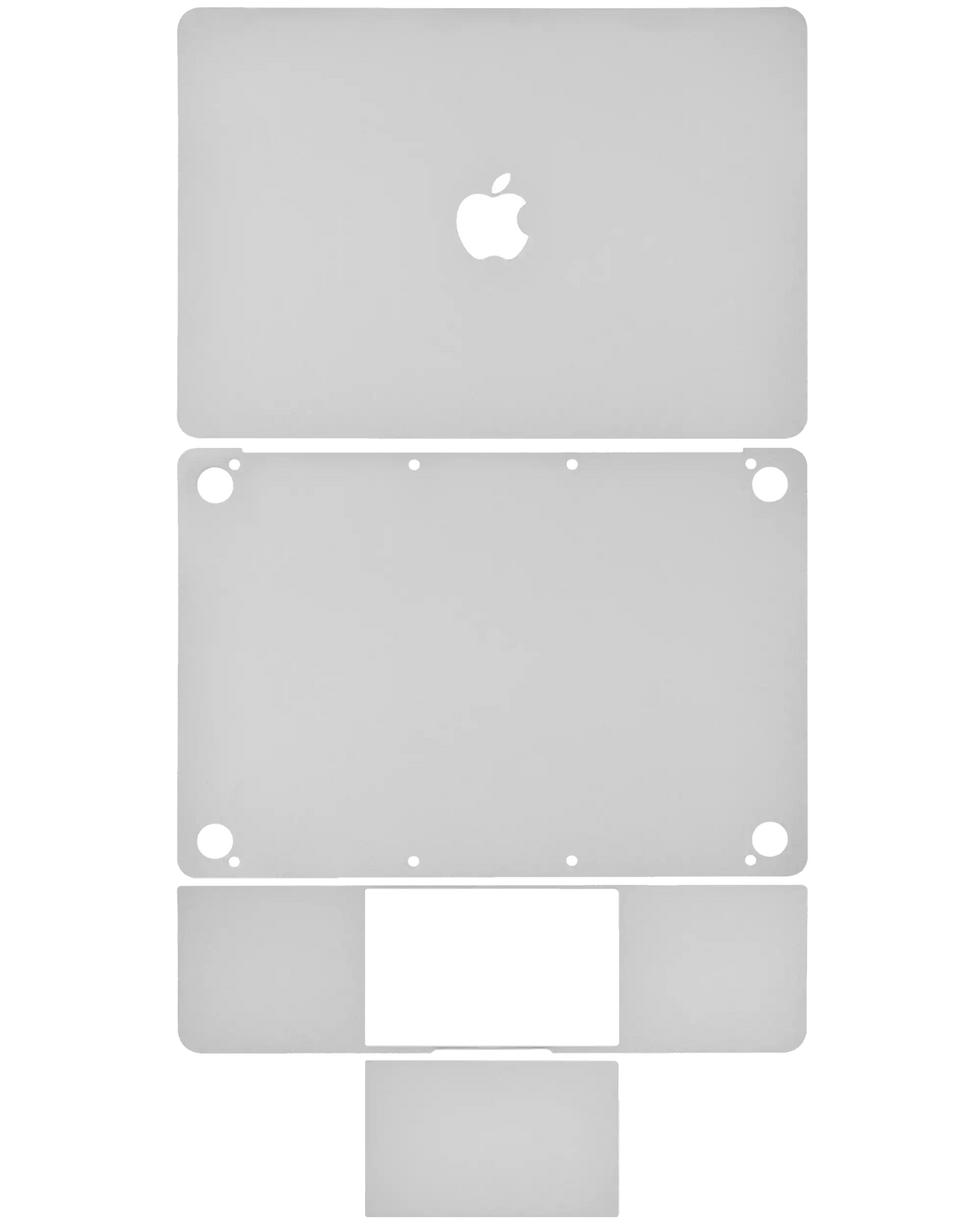 4in1 (Top, Bottom, Keyboard, Trackpad) Skin Compatible For MacBook Retina 12"(A1534 / Early 2015 / Early 2016 / Mid 2017) (Silver)