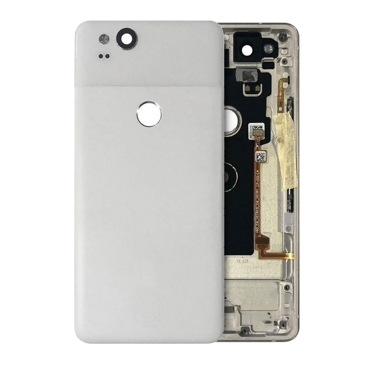 Replacement Back Housing W/ Small Components Pre-Installed Compatible For Google Pixel 2 (Genuine OEM) (Clearly White)