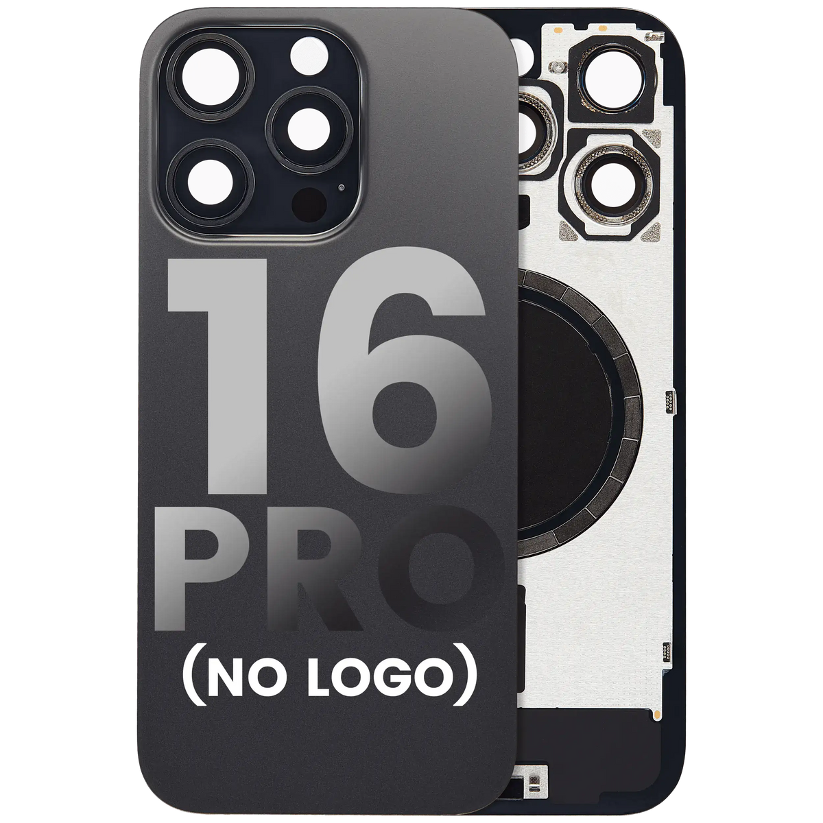 Back Glass With Steel Plate With MagSafe Magnet Pre-Installed Compatible For iPhone 16 Pro (No Logo) (Black Titanium)