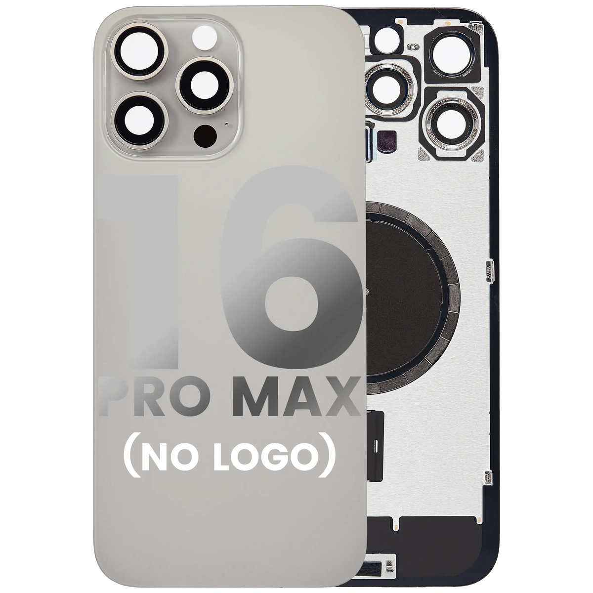 Back Glass With Steel Plate With MagSafe Magnet Pre-Installed Compatible For iPhone 16 Pro Max (No Logo) (Natural Titanium)