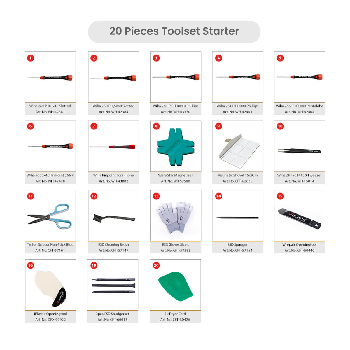 20 Pieces Toolset Starter (Wrepair)