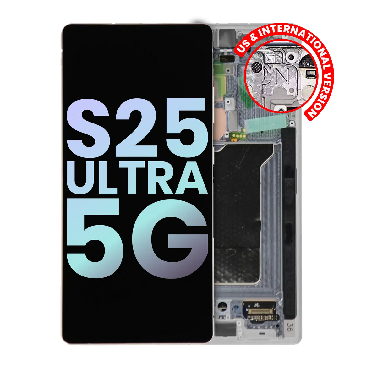 Replacement OLED Assembly With Frame Compatible For Samsung Galaxy S25 Ultra 5G (Service Pack )(US & International) (Titanium White Silver)