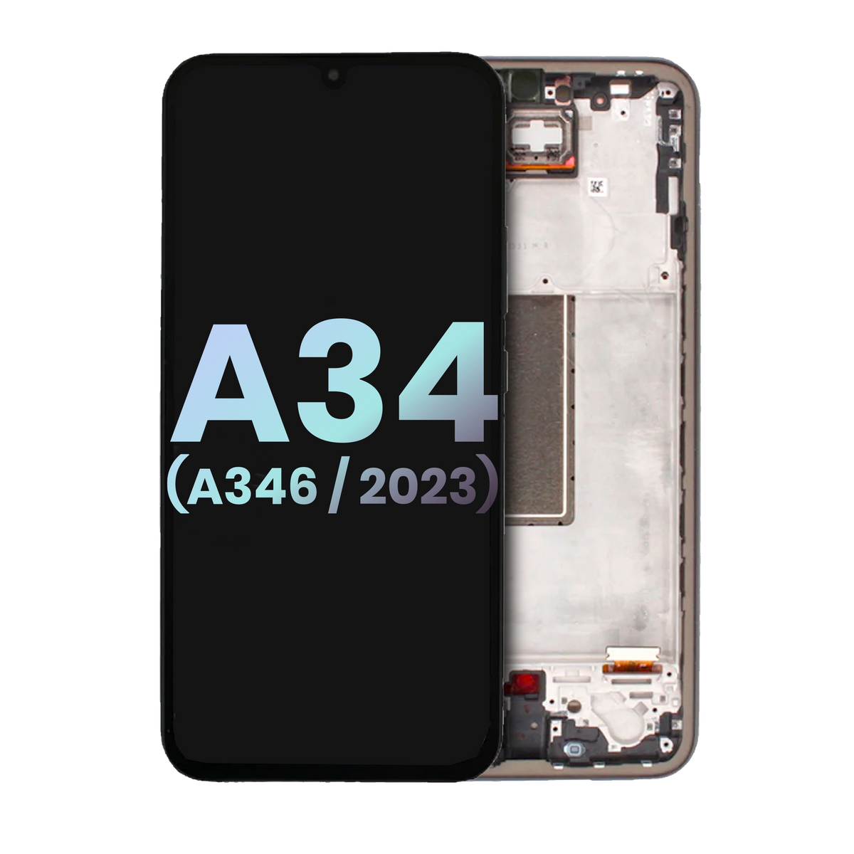 OLED Assembly With Frame Compatible For Samsung Galaxy A34 5G (A346 / 2023) (Service Pack) (Graphite)
