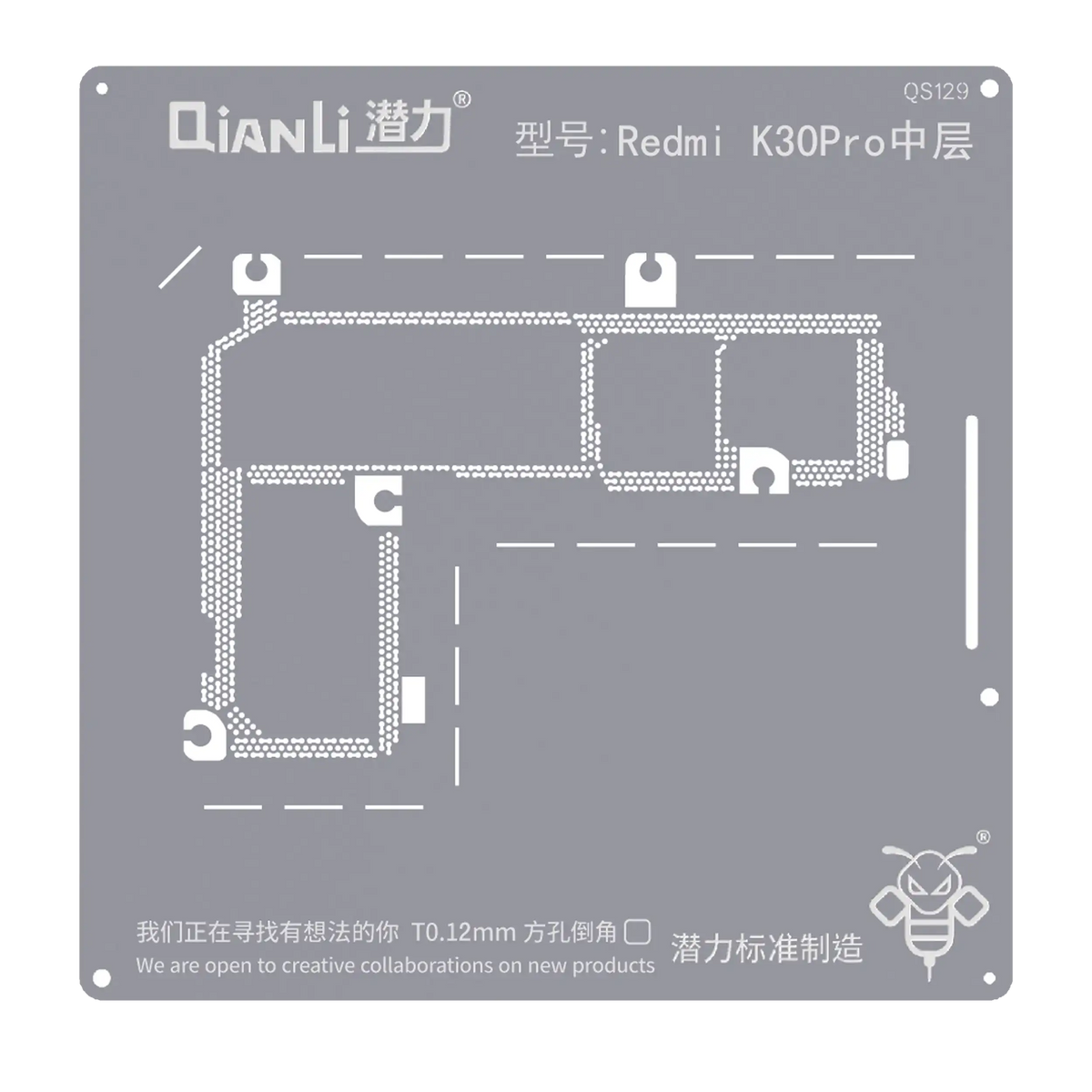 Bumblebee Stencil (QS129) For Xiaomi Redmi K30 Pro Middle Layered (Qianli)