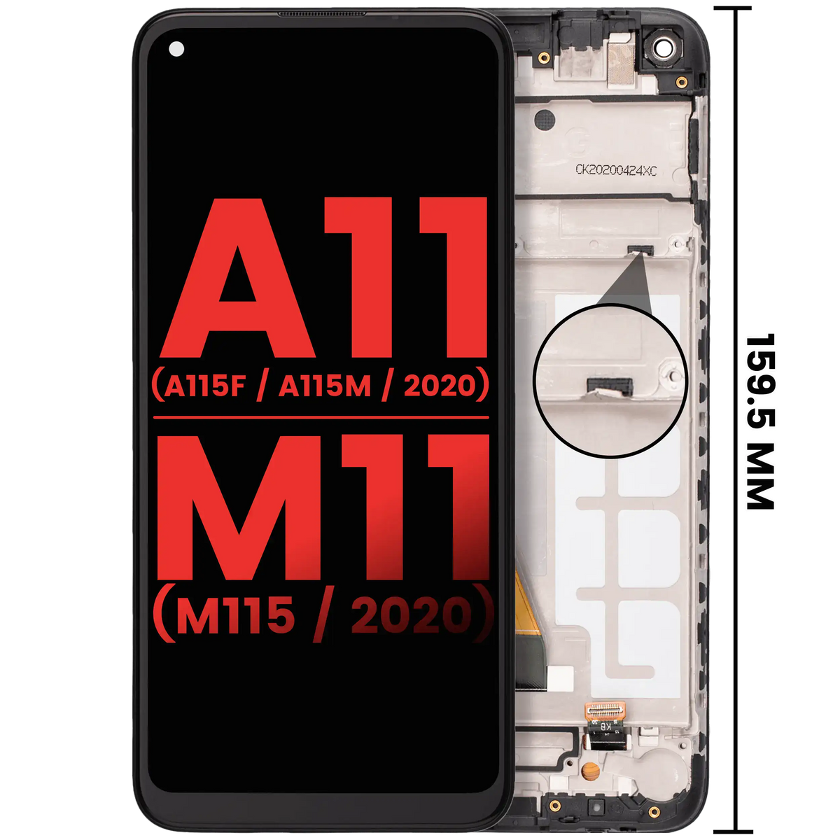 LCD Assembly With Frame Compatible For Samsung Galaxy A11 (A115F/ A115M / 2020) / M11 (M115 /2020) (International Version)(Aftermarket Plus) (All Colors)