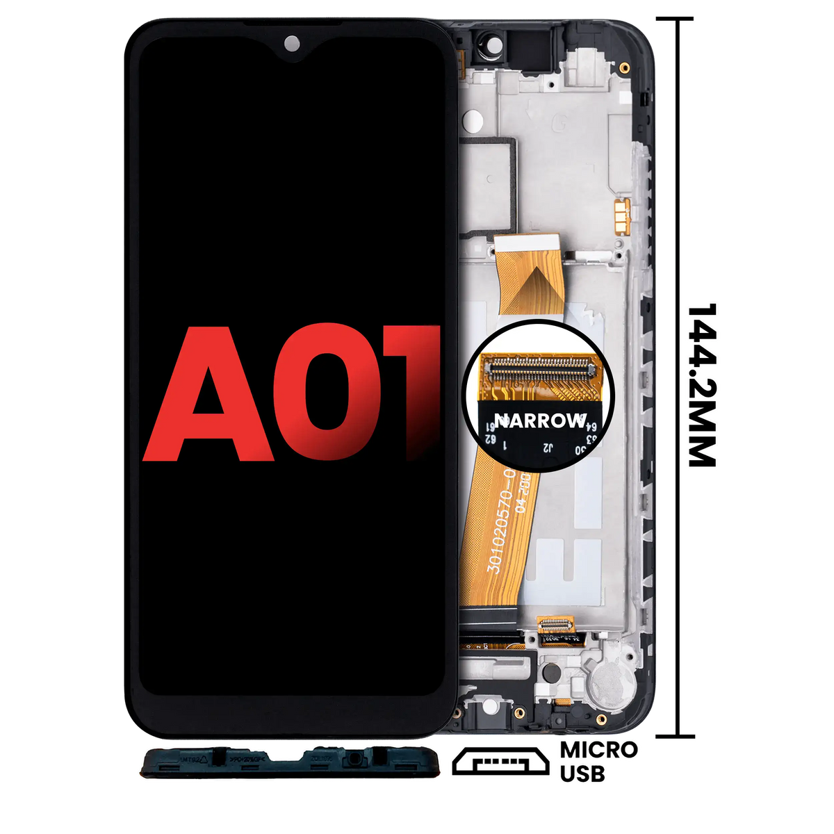 LCD Assembly With Frame Compatible For Samsung Galaxy A01 4G (A015 / 2020) (Global Model) (Micro USB Frame) (Aftermarket Plus) (All Colors)