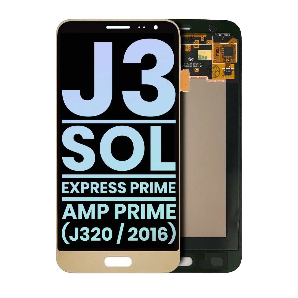 LCD Assembly Without Frame Compatible For Samsung Galaxy J3 / Sol 4G / Express Prime / Amp Prime (J320 / 2016) (Service Pack) (Gold)