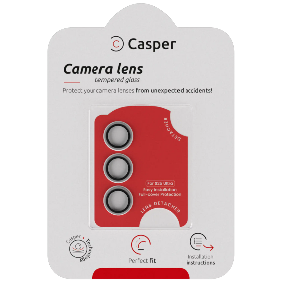 Casper Camera Lens Protector Compatible For Samsung Galaxy S25 Ultra (Clear Rings)