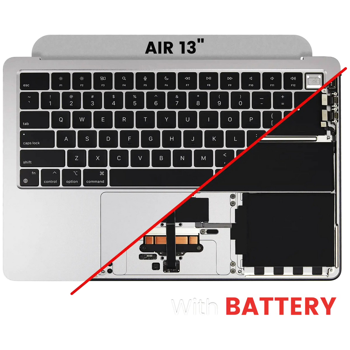 Top Case Assembly With Battery And Keyboard Compatible For MacBook Air 13" (A3113 / Mid 2024) (Silver) (US Keyboard)